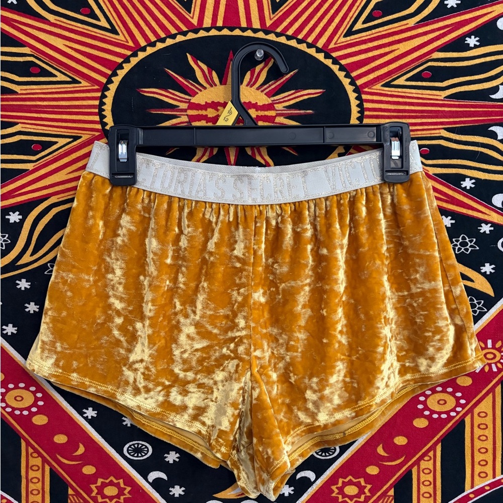 VS velvet gold pajama shorts